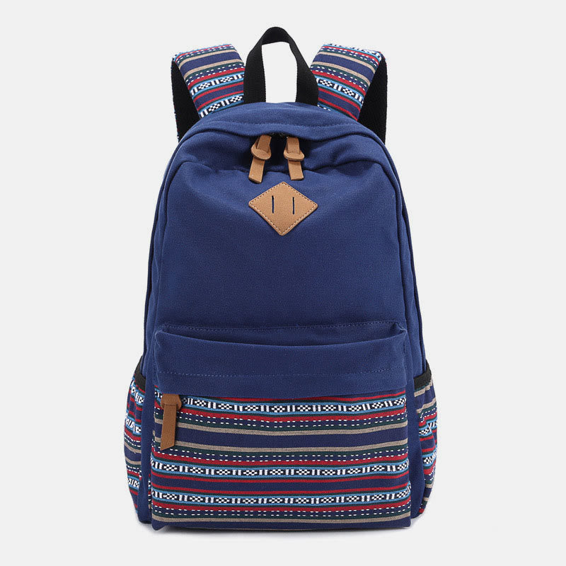 Colorful Stripe Custom Canvas Backpack for Women – Sporty Student Daypack