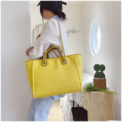 Crossbody Canvas Tote for Women – Chain Strap Bucket Bag - VOTVO