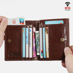 Anti-Theft Multi-Slot Small Wallet for Men – Genuine Leather, Secure & Compact Design