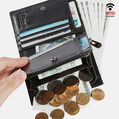 Anti-Theft Multi-Slot Small Wallet for Men – Genuine Leather, Secure & Compact Design