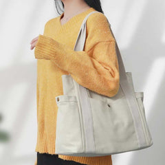 Borsa a tracolla in tela di grande capacità - Borsa multitasche per shopping, viaggi e uso quotidiano