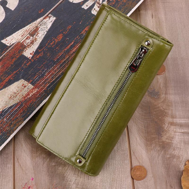 Genuine Leather RFID Vintage Wallet for Women