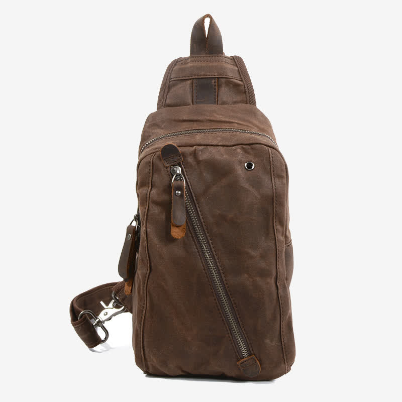 Canvas Sling Bag Shoulder Chest Pack for Men – Travel Hiking Crossbody Daypack
