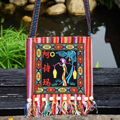 Folk Custom Shoulder Bag for Women – Vintage Embroidery Canvas Crossbody Bag