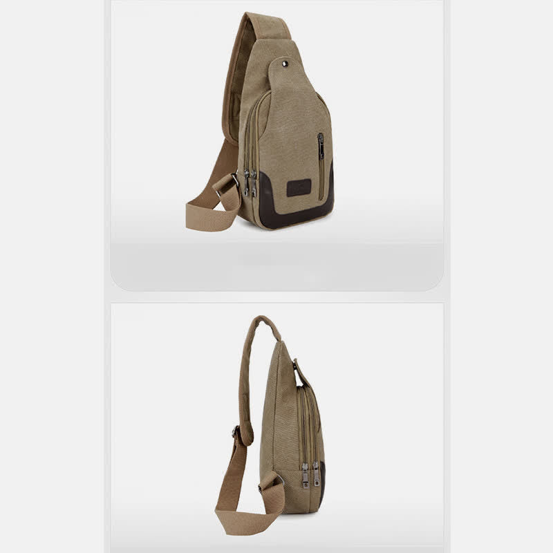 Canvas Sling Bag for Men - Outdoor Travel & Camping Chest Day Pack