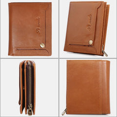 Anti-Theft Multi-Slot Small Wallet for Men – Genuine Leather, Secure & Compact Design