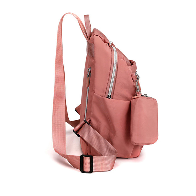Zaino da donna in nylon con piccolo portamonete – Borsa da viaggio casual da giorno