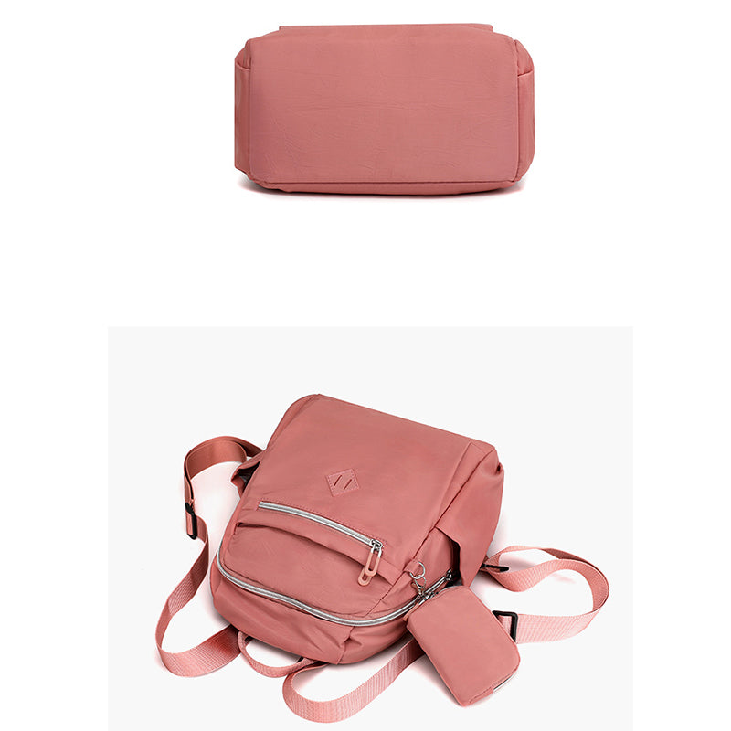 Zaino da donna in nylon con piccolo portamonete – Borsa da viaggio casual da giorno