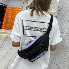 Contrast Color Crossbody Waist Bag for Girls - Stylish Canvas Sling Purse