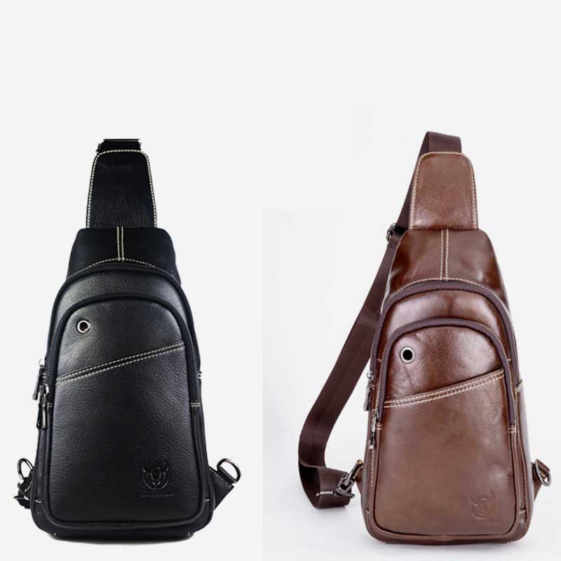 Large Capacity Genuine Leather Sling Bag for Men – Versatile Crossbody Chest Bag - VOTVO