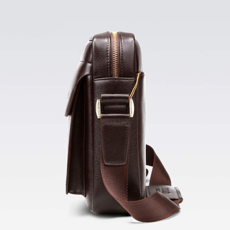 Men's Leather Crossbody Messenger Shoulder Bag for Work & Business – Small PU Leather Satchel