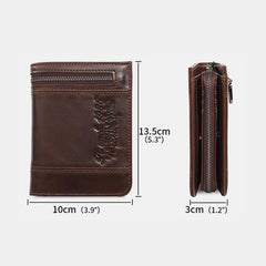 RFID Large Capacity Bifold Wallet for Men – Retro Genuine Leather with 20 Card Slots & Zipper Pockets