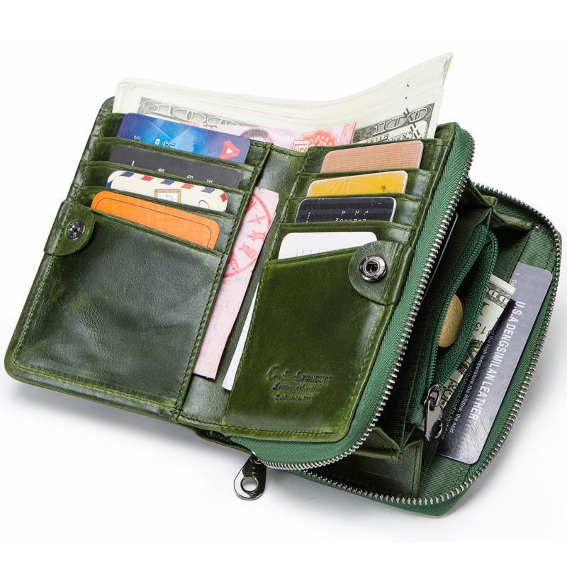 Genuine Leather Two Fold Multi - function Short Wallet - VOTVO