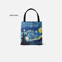 Bolso de mano para mujer - Bolso de playa de lona con pintura al óleo de cielo estrellado