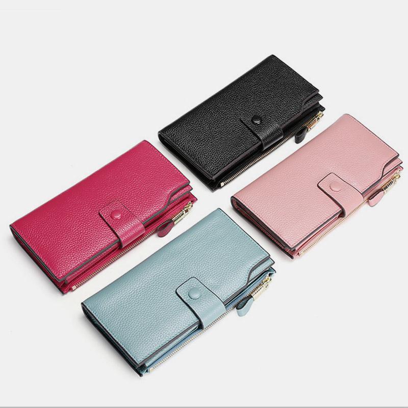 RFID Leather Retro Long Wallet with Zipper Pocket – Large Capacity Purse for Women