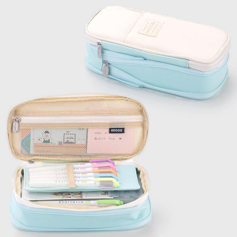 Large Capacity Color Matching Canvas Pencil Case – Perfect for Study & Organization