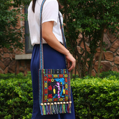 Folk Custom Shoulder Bag for Women – Vintage Embroidery Canvas Crossbody Bag