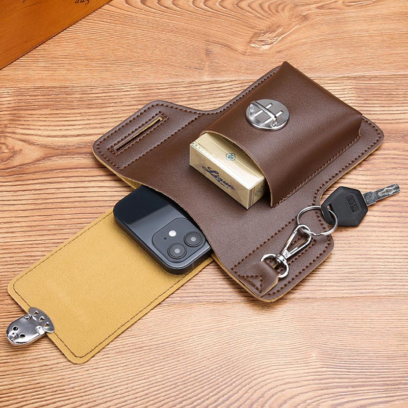 Leather Phone Pouch for Belt Universal Smartphone Holster Waist Bag - VOTVO