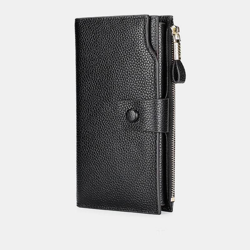 RFID Leather Retro Long Wallet with Zipper Pocket – Large Capacity Purse for Women