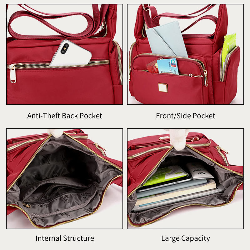Nylon Crossbody Bag for Women – Daily Use, Multiple Pockets, Adjustable Strap