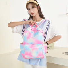 3Pcs Tie - Dye Girls Backpack Set – Canvas School Bookbag, Lunch Bag & Pencil Case for Students, Women, and Teens - VOTVO