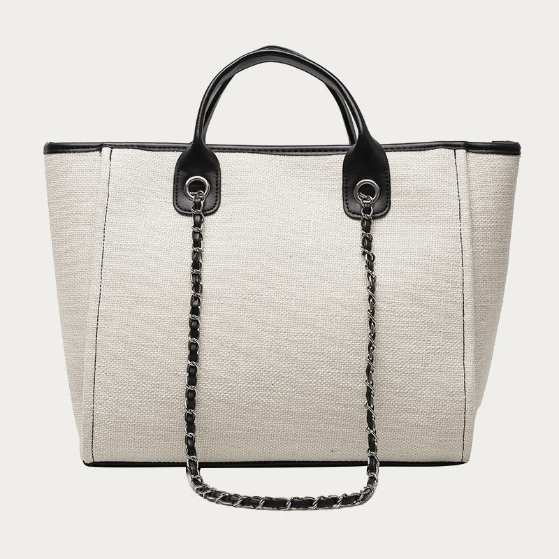 Crossbody Canvas Tote for Women – Chain Strap Bucket Bag - VOTVO