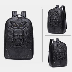 3D Owl Design Laptop Backpack – Waterproof PU Leather College & School Backpack for Travel, Sport, and Daily Use