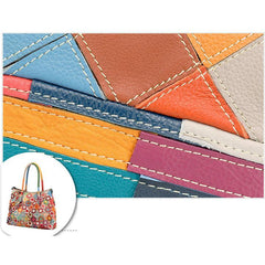 Genuine Leather Multicolor Flower Boho Handbag – A Touch of Artistic Elegance