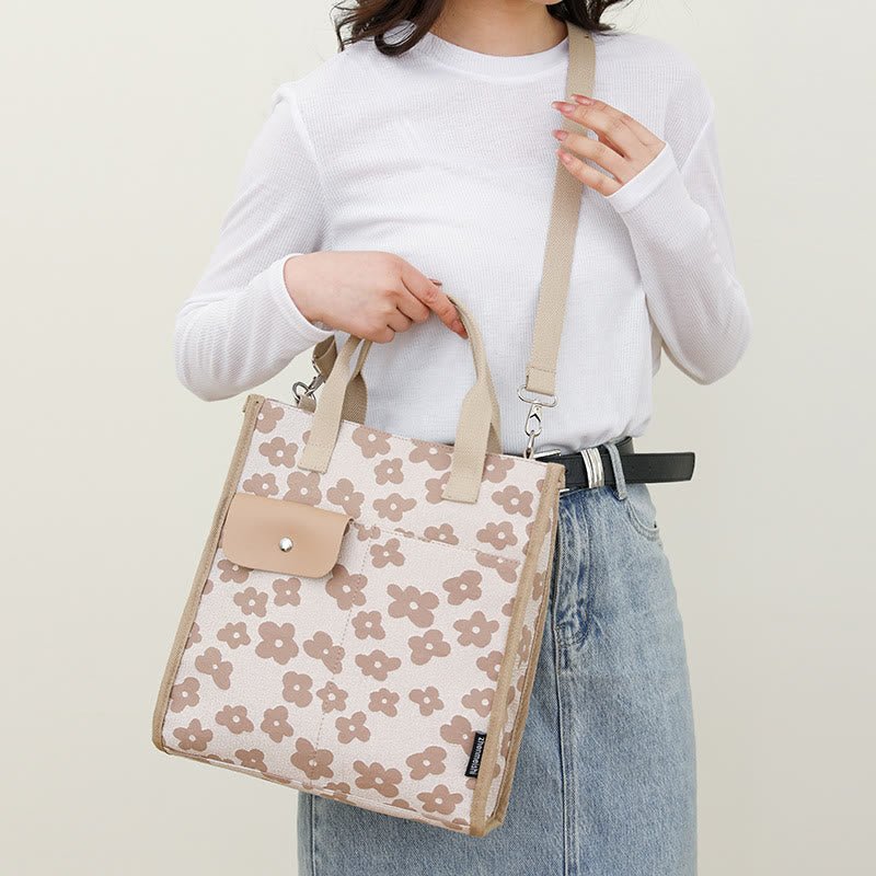 Floral Crossbody Tote Bag – Cute Nylon Shoulder Purse for Office & Daily Use - VOTVO