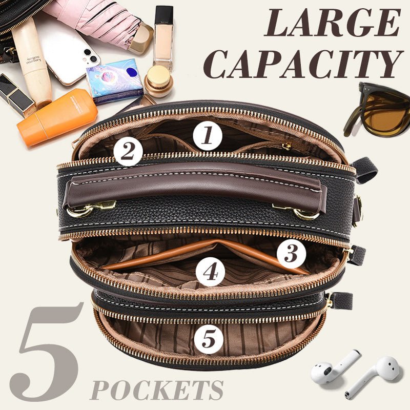 Classic Multifunctional Compartments Adjustable Wide Shoulder Strap PU Leather Crossbody Bag - VOTVO