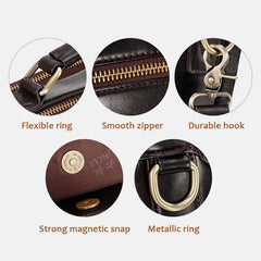 Casual Vintage Genuine Leather Crossbody Bag for Men – Adjustable Strap and Multiple Pockets