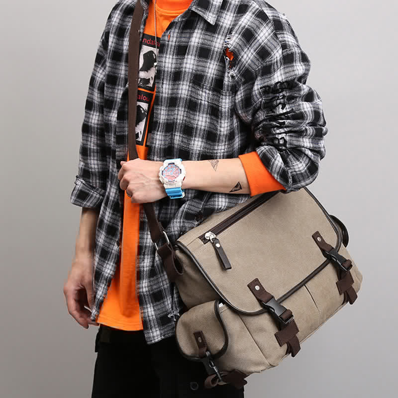 Canvas Messenger Bag for Men | Vintage Crossbody Laptop Briefcase - VOTVO