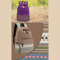 Colorful Stripe Custom Canvas Backpack for Women – Sporty Student Daypack