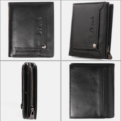Anti-Theft Multi-Slot Small Wallet for Men – Genuine Leather, Secure & Compact Design