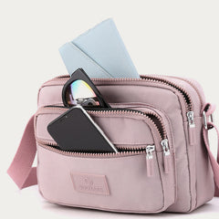 4-Zip Crossbody Bag – Lightweight Nylon Purse for Women