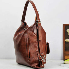 2-in-1 Convertible Leather Tote Backpack – Retro Shoulder Bag & Travel Day Pack