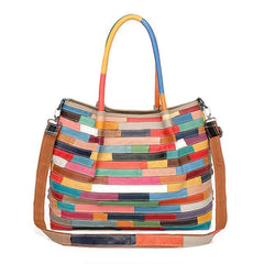 Genuine Leather Multicolor Flower Boho Handbag – A Touch of Artistic Elegance - VOTVO