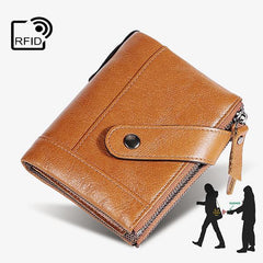 Cartera pequeña RFID de cuero genuino: compacta y segura