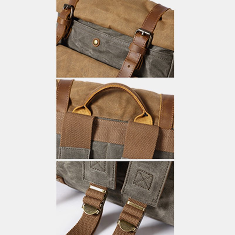 Canvas Leather Backpack Rucksack – Fits 15.6" Laptops | Perfect for College, Weekend Travel, and Daily Use - VOTVO