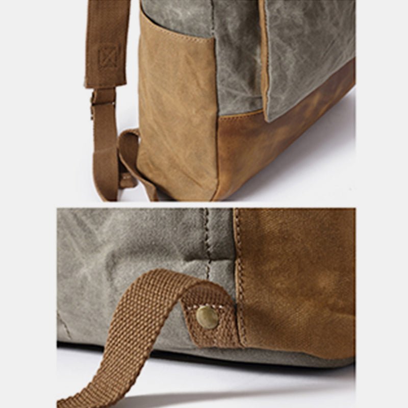 Canvas Leather Backpack Rucksack – Fits 15.6" Laptops | Perfect for College, Weekend Travel, and Daily Use - VOTVO