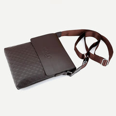 Small Messenger Bag for Men Plaid PU Leather Crossbody Shoulder Bag - VOTVO