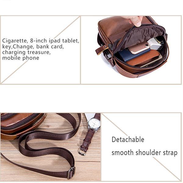 Genuine Leather Vintage Crossbody Bag for Men – Stylish Shoulder Bag - VOTVO