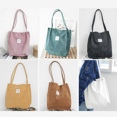 Corduroy Tote Bag for Women – Large Capacity School Shoulder Bag with Magnetic Closure - VOTVO