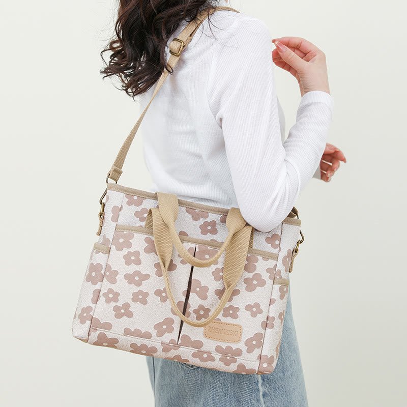 Floral Cute Printing Crossbody Purse – Large Canvas Handbag for Commuting - VOTVO