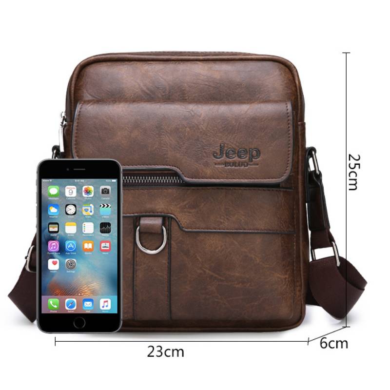 Lightweight PU Leather Messenger Bag – Slim Business Briefcase for Men