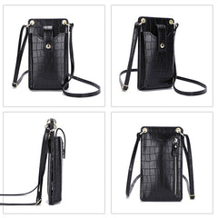Leather Crossbody Phone Bag with Card Slots for Women – Compact Purse with Adjustable Strap