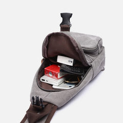 Canvas Sling Bag Crossbody Backpack – Casual Rucksack with USB Charging Port - VOTVO