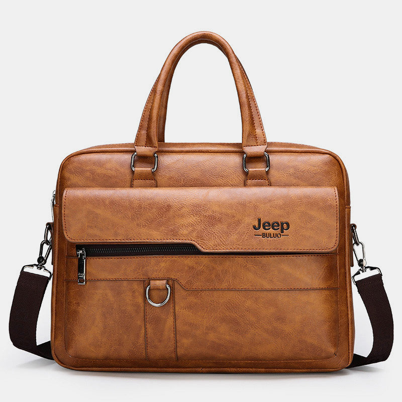 Lightweight PU Leather Messenger Bag – Slim Business Briefcase for Men