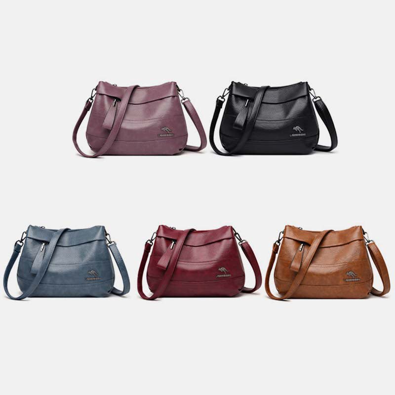 Triple Compartment Leather Handbag for Women Small Casual Crossbody Shoulder Bag - VOTVO