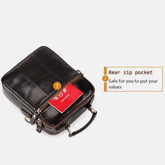 Casual Vintage Genuine Leather Crossbody Bag for Men – Adjustable Strap and Multiple Pockets
